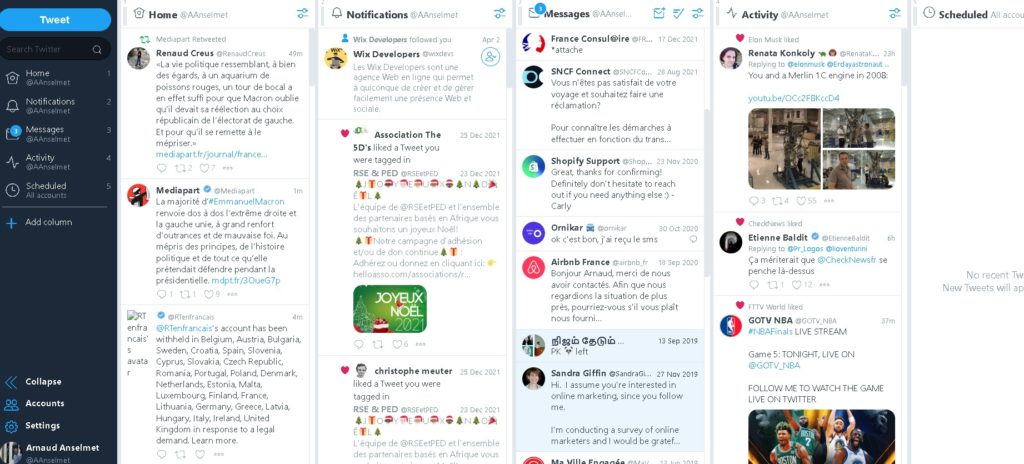 capture ecran de TWEETDECK