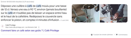 Featured snippet 2023 avec 2 images