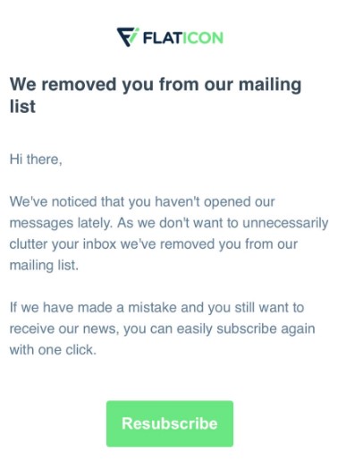 exemple d'email de désinscription automatique à une newsletter