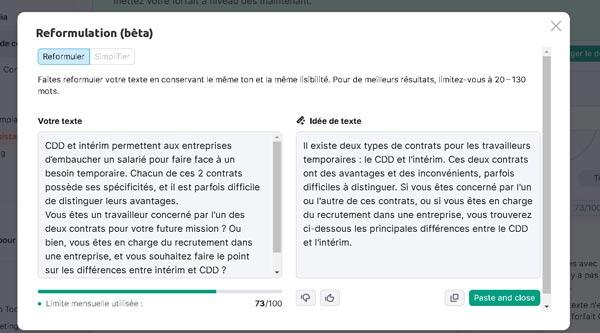 Le SEO Writing Assistant et l'outil reformulation