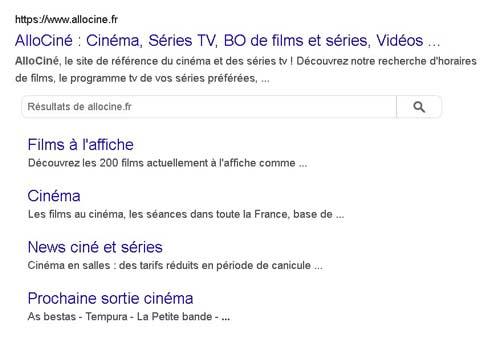 Les résultats enrichis Google : sitelinks