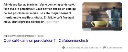 SERP Google : le featured snippet