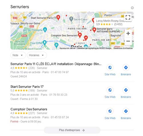 SERP Google : le snippet Pack Local