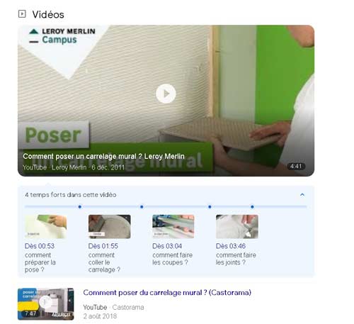 SERP Google : le snippet vidéos