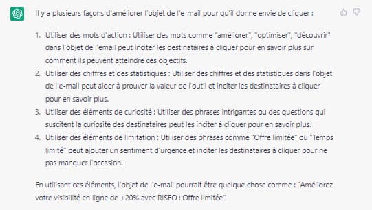 Déléguer la rédaction d'un objet de mail à Chatgpt