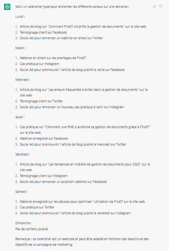 créer un calendrier éditorial avec chatgpt