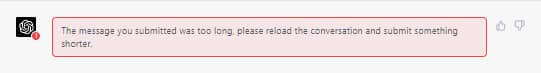 Message ChatGPT 4 : texte trop long