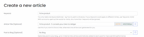Article Fiesta - test complet, avis et prix 4 Configuration nouvel article dans Article Fiesta