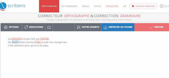 Fonctionnement du correcteur d'orthographe Scribens