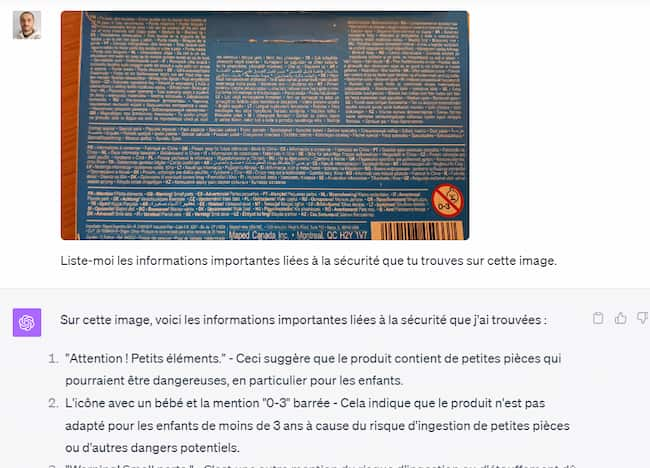 photo du texte au dos d'une boîte de feutre, soumis à chat gpt pour analyse