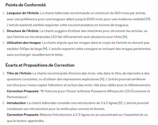 analyse charte éditoriale avec ChatGPT 4 Turbo