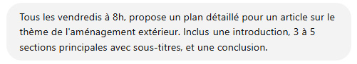 Les Tâches ChatGPT : le début d'une révolution (+ 6 conseils d'utilisation) 12 Exemple de prompt pour créer une tâche de création de contenu_3