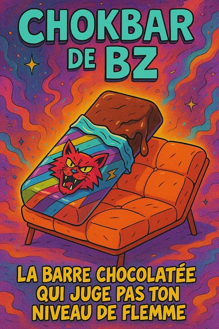 Images dans ChatGPT : 9 idées de visuels à tester pour les pros 12 Exemple n°9 bis de création d'images dans ChatGPT : faire une variante de créa professionnelle avec l'IA pour le lancement d'un nouveau produit "Chokbar de BZ"