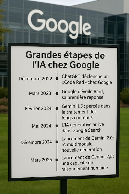 L'IA de Google déploie (enfin) ses armes en 2025 2 Frise Chronologique de l'IA chez Google, depuis l'avènement de ChatGPT