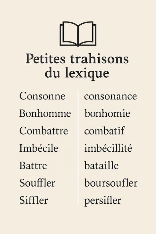Petites trahisons du lexique de la langue française