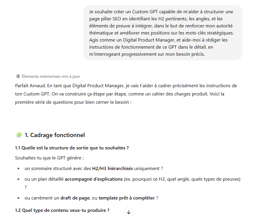 Custom GPT : voici ce qu'il faut absolument savoir pour créer le vôtre 5 Déléguer la rédaction des instructions d'un GPT à ChatGPT