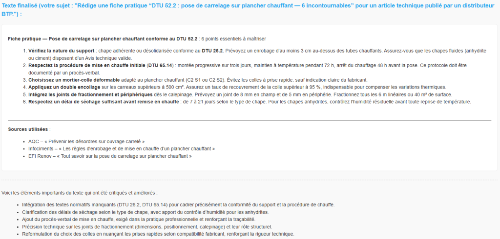 Texte produit par Alcedo - rédaction d'une fiche normative BTP