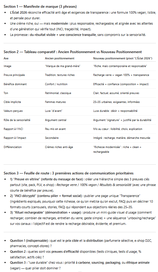 Exemple de réponse de ChatGPT 5.2