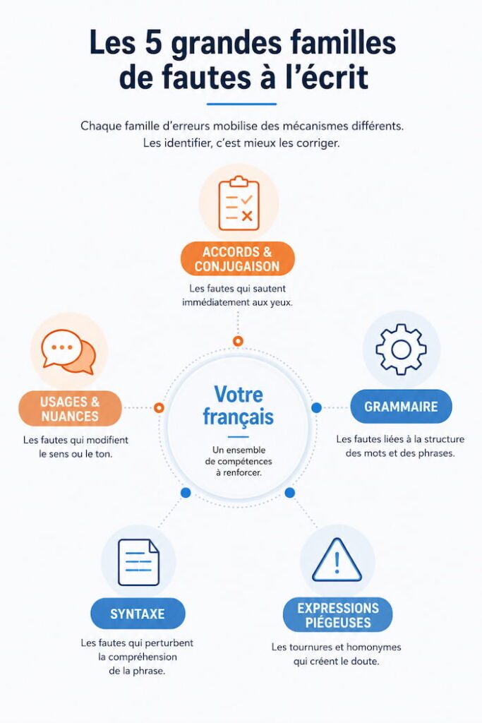 Langue française : testez votre niveau et progressez sur les pièges les plus fréquents 3 5 grandes familles de fautes de français