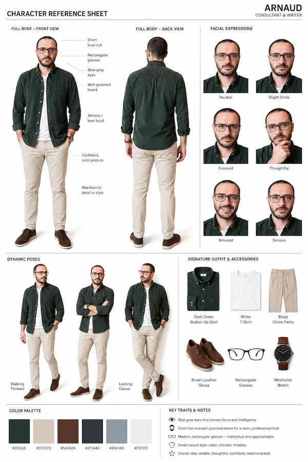 32 tendances & idées de visuels à créer avec ChatGPT Images 2.0 10 La fiche personnage (Character Sheet)