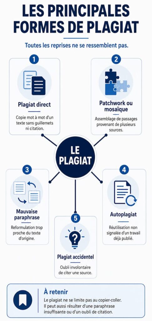 Qu’est-ce que le plagiat ? Comment l’identifier et l’éliminer de vos écrits ? 1 Les principales formes de plagiat_infographie