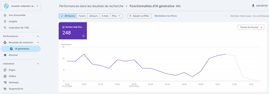 rapport ia generative Search Console
