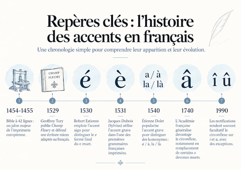 Accent circonflexe : quand reste-t-il obligatoire (et d'où vient-il) ? 1 frise : chronologique histoire des accents français