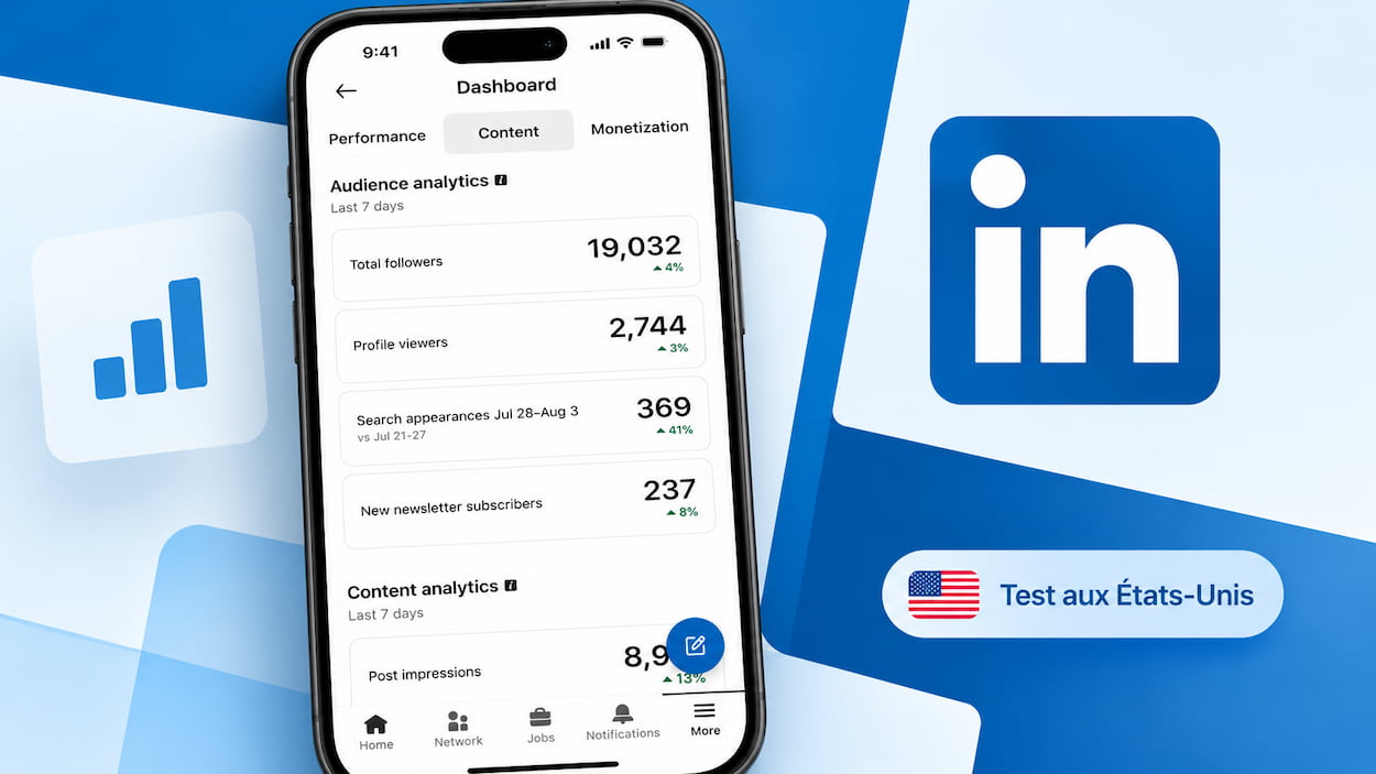 Tableau de bord LinkedIn sur smartphone